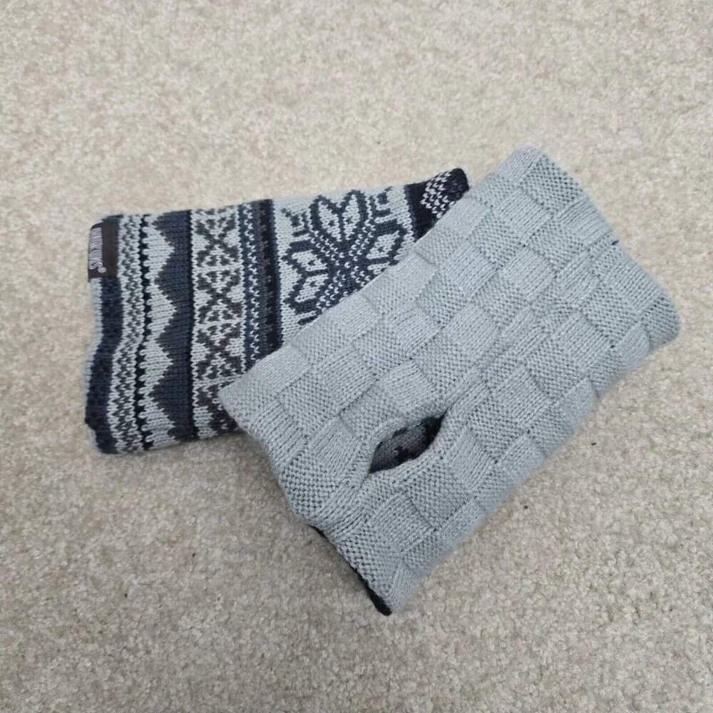Muk Luks Snowflake Fair Isle 4 Piece Beanie Hat Fingerless Gloves Infinity Scarf